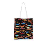 Tcoay Sac à provisions réutilisable, sac à main pour les courses, sac à bandoulière en toile polyvalent,J'aime mon chien Teckels Imprimer