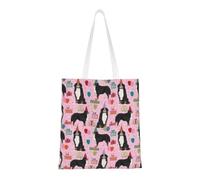 Tcoay Sac à provisions réutilisable, sac à main pour les courses, sac à bandoulière en toile polyvalent,Célébration d'anniversaire du Bouvier Bernois Joyeux anniversaire chien