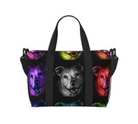 Tcoay Sac de plage pour femme, motif artistique Pitbull arc-en-ciel, réutilisable, à bandoulière