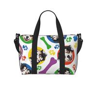 Tcoay Sac de plage pour femme, motif berger australien coloré et ludique - Sacs de voyage réutilisables à bandoulière