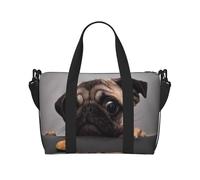 Tcoay Sac de plage pour femme, motif carlin gourmand et amusant - Sacs de voyage réutilisables à bandoulière