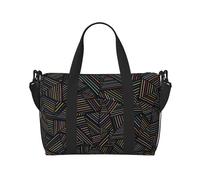 Tcoay Sac de plage pour femme, motif géométrique linéaire arc-en-ciel imprimé en 3D - Sacs à bandoulière réutilisables pour le voyage