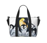 Tcoay Sac de plage pour femme, motif manchots empereurs et enfants dans la neige - Sacs de voyage réutilisables à bandoulière