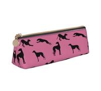 Tcoay Silhouettes de lévriers Greyt EDA, Trousse à Crayons Triangulaire Portable avec Fermeture éclair, Sac cosmétique en Cuir PVC pour Adolescents et Adultes