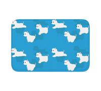 Tcoay Tapis de Salle de Bain Overlock, Tapis de Sol antidérapant et Absorbant, Motif Chiens Westie Qui courent
