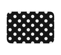 Tcoay Tapis de Salle de Bain Overlock, Tapis d'entrée, antidérapant, Absorbant, à Pois Noirs et Blancs