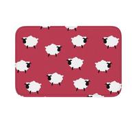 Tcoay Tapis de Salle de Bain Overlock, Tapis d'entrée, antidérapant, Absorbant, Motif Mouton Mignon Blanc et Rouge imprimé