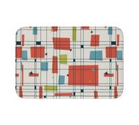 Tcoay Tapis de Salle de Bain Overlock, Tapis d'entrée, antidérapant, Absorbant, Motif quadrillé Abstrait Moderne du Milieu du siècle