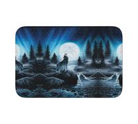 Tcoay Tapis de Sol antidérapant et Absorbant pour Salle de Bain, entrée ou Tapis d'entrée, Motif « Ressentiment du Loup ».