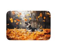 Tcoay Tapis de Sol antidérapant et Absorbant pour Salle de Bain, Tapis d'entrée, Motif Berger Allemand et Feuilles mortes