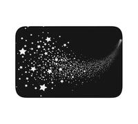 Tcoay Tapis de Sol antidérapant et Absorbant pour Salle de Bain, Tapis d'entrée, Motif étoiles filantes Noir et Blanc