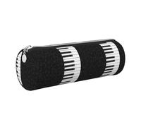 Tcoay Trousse à Crayons en Cuir, Trousse à cosmétiques, Trousse à Crayons Portable avec Fermeture éclair argentée,Notes de Musique de Touches de Piano Vintage