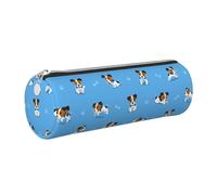 Tcoay Trousse à Crayons en Cuir, Trousse à cosmétiques, Trousse à Crayons Portable avec Fermeture éclair argentée,Adorables Chiens Jack Russell Terrier avec Motif os