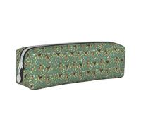 Tcoay Trousse à Crayons Pochette à Crayons cylindrique portative avec Pochette à cosmétiques en Cuir à Fermeture éclair,Airedale Terrier Toys Race de Chien Vert