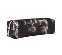 Tcoay Trousse à Crayons Pochette à Crayons cylindrique portative avec Pochette à cosmétiques en Cuir à Fermeture éclair,Imprimé Bouledogue français