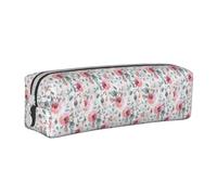 Tcoay Trousse à Crayons Pochette à Crayons cylindrique portative avec Pochette à cosmétiques en Cuir à Fermeture éclair,Aquarelle de Flore australienne, Eucalyptus et Fleurs Blush