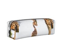 Tcoay Trousse à Crayons Pochette à Crayons cylindrique portative avec Pochette à cosmétiques en Cuir à Fermeture éclair,Girafe 3D Afrique du Sud