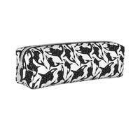 Tcoay Trousse à Crayons Pochette à Crayons cylindrique portative avec Pochette à cosmétiques en Cuir à Fermeture éclair,Tueur de Baleines et d'orques