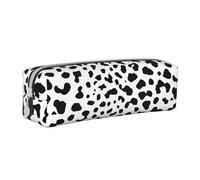 Tcoay Trousse à Crayons Pochette à Crayons cylindrique portative avec Pochette à cosmétiques en Cuir à Fermeture éclair,Imprimé Chien Dalmatien Tache Noire