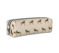 Tcoay Trousse à Crayons Pochette à Crayons cylindrique portative avec Pochette à cosmétiques en Cuir à Fermeture éclair,Border Terrier Chien Chiens Border Terriers Tan