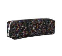 Tcoay Trousse à Crayons Pochette à Crayons cylindrique portative avec Pochette à cosmétiques en Cuir à Fermeture éclair,Formule mathématique Physique