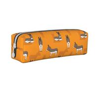 Tcoay Trousse à Crayons Pochette à Crayons cylindrique portative avec Pochette à cosmétiques en Cuir à Fermeture éclair,Motif d'âne de Dessin animé