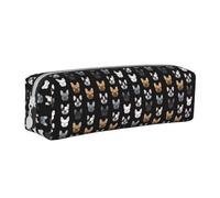 Tcoay Trousse à Crayons Pochette à Crayons cylindrique portative avec Pochette à cosmétiques en Cuir à Fermeture éclair,Bouledogue français Doux Chien Chiot Chiots Chien