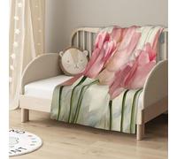 Tcoay Tulipes Roses imprimées,Jeté de canapé-lit, Couverture décorative, Couverture de Voyage 30 x 40 Pouces
