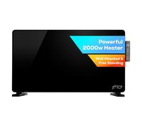 TCP - Chauffage à panneau en verre noir de 2000 W, radiateur électrique mural ou autoportant avec panneau de commande latéral, minuterie, programme hebdomadaire et reconnaissance de fenêtre ouverte