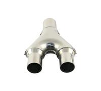 TCPCHKHOPP Double Sortie Embout D'échappement Universel en Y À 3 Voies 51/57/63/76mm en Acier Inoxydable Adaptateur Voiture Tube Connecteur Embout Échappement(63mm-57mm)