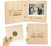 TCRZHHRX Demande de Témoin de Mariage en Bois Gravée, Cadeau Original avec Photo, Veux-tu être mon Témoin ?Annonce Originale pour Témoin Garçon d'Honneur ou Demoiselle d'Honneur