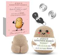 TCRZHHRX Patate Positive, Patate Porte-Bonheur Peluche en Forme de Fesses - Cadeau Original et Drôle avec Porte-Clés et Carte en Bois, Déco Positive pour Bureau, Saint-Valentin ou Anniversaire