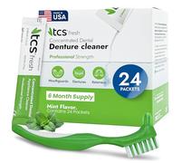 TCS Fresh Kit de nettoyage pour appareils dentaires - 6 mois d'approvisionnement - Solution de nettoyage concentrée de force professionnelle avec brosse dentaire à poils doux