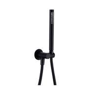 TCSMSDMO Compatible avec pommeau de Douche Rond en Laiton, Finition Noire Mate, connecteur de Douche, Support Mural réglable, Douche de Bain à économie d'eau(Black)