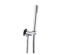 TCSMSDMO Compatible avec pommeau de Douche Rond en Laiton, Finition Noire Mate, connecteur de Douche, Support Mural réglable, Douche de Bain à économie d'eau(Chrome)
