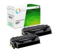 TCT Premium compatible CF280 X cartouche de toner Noir haute capacité Lot de 2 pour la série HP 80 x - 6 Yield- Compatible avec la série HP LaserJet Pro 400 M401, HP LaserJet Pro 400 MFP M425 Série