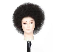 Tcwuzick Tête de mannequin africain américain avec 100 % cheveux humains - Pour la cosmétologie - Cheveux afro - Pour le coiffage, le tressage