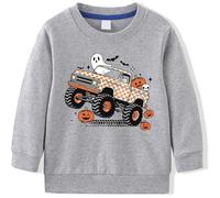 TCWWBB Pull d'Halloween pour enfants - Citrouille, fantôme - Squelette - Pull unisexe à manches longues en coton - Tenue décontractée à col rond - Vêtements d'hiver de 1 à 7 ans, Camion Moster, 2-3