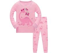 TCWWBB Pyjama licorne dinosaure pour fille - Vêtement de nuit en coton à manches longues - Tenue de nuit 2 pièces - Cadeau de Noël - Vêtements de 2 à 8 ans, dinosaure, 4-5 ans