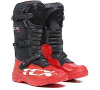 TCX - Comp Kid, Bottes de Motocross pour Enfants, Tige en Microfibre, 3 Boucles Fermeture en Polyuréthane avec Réglage Micrométrique et Velcro, Noir/Rouge