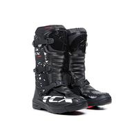 TCX - Comp Kid, Bottes de Motocross pour Enfants, Tige en Microfibre, 3 Boucles Fermeture en Polyuréthane avec Réglage Micrométrique et Velcro, Noir/Blanc