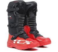 TCX - Comp Kid, Bottes de Motocross pour Enfants, Tige en Microfibre, 3 Boucles Fermeture en Polyuréthane avec Réglage Micrométrique et Velcro, Noir/Rouge