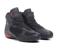 TCX - R04D AIR, Bottes de Moto pour Hommes, Respirantes et Polyvalentes, Tige en Maille avec Revêtement Thermofusible, Lacets et Fermeture Velcro, Noir/Rouge, 38 EU