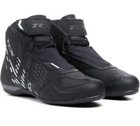 TCX - R04D Waterproof, Chaussures de Moto Imperméables pour Hommes, Certifiées avec Membrane T-DRY, Lacets et Fermeture Velcro, Tige en Maille avec revêtement Hot Melt, Noir/Blanc