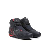 TCX - R04D Waterproof, Chaussures de Moto Imperméables pour Hommes, Certifiées avec Membrane T-Dry, Lacets et Fermeture Velcro, Tige en Maille avec revêtement Hot Melt, Noir/Rouge