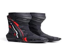 TCX TR1 Hommes, Sportives et Certifiées, Bottes de Moto avec Tige en Microfibre, Fermeture Elastique Latérale et Velcro, Noir/Rouge/Blanc, 43 EU