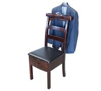 TCXSSL Chaise Valet avec Coussin Bois Valet De Chambre Porte-Vêtements avec Cintre Et Porte-Pantalons Valet De Nuit avec Tiroir Et Compartiment De Rangement