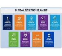 TCYNNQVD Digital Citizenship Poster Online Guide | Learn responsible internet behavior privacy protection and respectful online communication(Unframed,12x18inch(30x45cm))