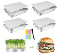 TCYPUHL Kit de culture de germes en acier inoxydable à 4 niveaux de 35,6 cm, kit de culture de microgreens, plateau de germination des graines avec germes de maille cryptée pour haricots, luzerne