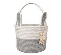 TCZDS Panier de Pâques pour Enfant Lapin Grand Format | Panier Picnic en Osier pour Chasse aux Œufs, Décoration Maison (Gris)